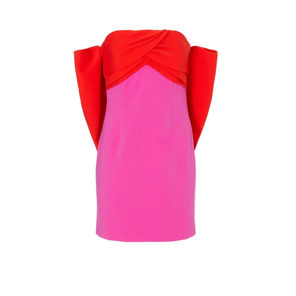Toccin Strapless Colorblock Bow Dress Pink Red Size 6 Made in USA - Picture 3 of 9